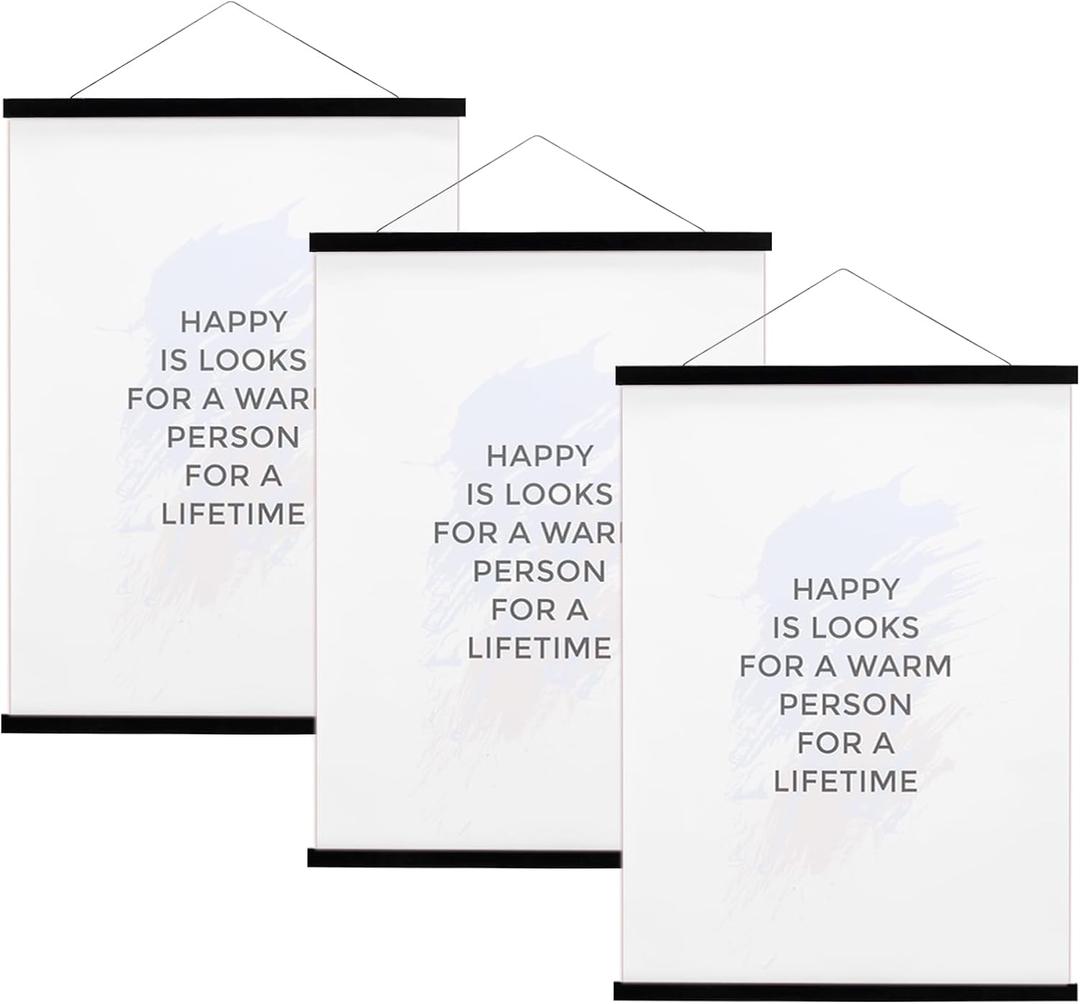 FALAMON 3 Pack Magnetic Poster Hanger Frame, Magnet Poster Frame for Posters, Prints, Photos, Pictures, Maps, Scrolls, and Canvas Artwork (Black, 8")