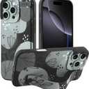 MOWIME Compatible with iPhone 16 Pro Max Case with Wrist Strap, Cute Floral Flower Shockproof Soft TPU Protective Cover for Women Girls, Slim Anti Scratch Case for iPhone 16 Pro Max 6.9 Inch, Black