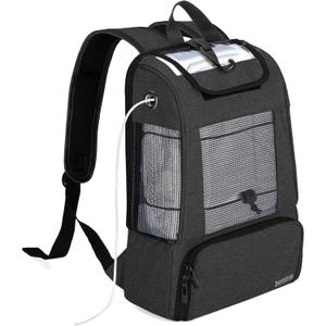CURMIO Travel Carrying Bag for Portable Oxygen Concentrators, Universal POC Backpack with Mesh Panels for Breathability, Compatible for Inogen, Oxygo, Caire Units, for on-The-go, Black, Bag Only