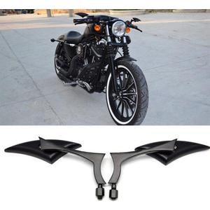 Black 8mm/10mm Motorcycle Spear Blade Rear View Side Mirrors for Cruiser Chopper Sportster Dyna Softail Street Bike Scooter Dirt Bike