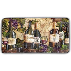 Grapes Wine Rugs for Kitchen Floor 39x20 Inch Wine Bottle Rugs Absorbent Kitchen Mat and Rug for Home & Kitchen & Office Decor Memory Foam Mat Non-Skid