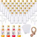 100 Pcs Mini Liquor Bottles Set, 1.7oz Plastic Shot Bottles with Caps, 6 Funnels, 100 Tags, and 65ft Ropes, Miniature Spirit Containers Bulk for Wedding Party Favors