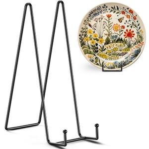 TR-LIFE 4 Pack 12 Inch Large Plate Stands/holder for Display - Metal Picture Frame Holder Stand + Easels for Platter, Book, Plaque, Photo, Table top Art