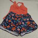 Women Tankini Swimsuit with Shorts - Two Piece Tummy Control Bathing Suit Twist Knot Swimwear 2025 with Pockets (Large, Orange Floral)