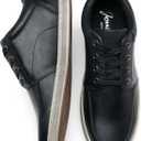 Jousen Men's Leather Fashion Sneakers Retro Dress Business Casual Shoes for Men (13, Amy5122-black)