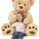 Tezituor Giant Teddy Bear 5 Feet Tall - Light Brown Life Size Teddy Bear Stuffed Animals 59" - Fluffy Huge Teddy Bear with Footprints - Cuddly Love Gift for Girlfriend, Brown