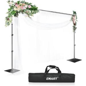 EMART Backdrop Stand, 8.5ft Height 10ft Width Adjustable Photography Background Support Poles with Heavy Duty Flat Base, Photo Metal Steel Pipe and Drape Frame Kit for Parties Birthday Wedding - Black