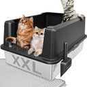 Stainless Steel Jumbo Open Cat Litter Box, XXL 28"x20.5"x14" for Large Cats & Multi-Cat Households, Anti-Leakage High Walls & Non-Slip Base, Non-Sticky, Easy Clean Durable Metal Litter Pan