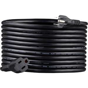 Amazon Basics Extension Cord, 20 Ft, 3 Prong Outlet Extender, Indoor, 13 Amps, 125V, 16 AWG, Black