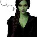 Dark Brown Braid Witch Wig and Glasses Witch Costume Brown Wigs 31.5'' Synthetic Hair for Women Halloween Party