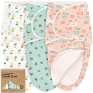 Baby Swaddle Sleep Sacks with Zipper - 3-Pack Swaddles for Newborns 0-3 Months, Infant, Baby Girls, Boys, Soft & Durable Newborn Sleep Sack, Easy Diaper Change Swaddling Blanket (Beach Day, OS)