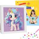 Genius maker Diamond Art Kits with Frame, 5D Diamond Art Kits, Unicorn Diamond Gem Art for Girls Boys, Diamond Dots Kits, Painting Arts and Crafts for Home Wall Decor(7x7inch)