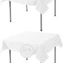 Fokitut 2 Pack Waterproof Square Tablecloth, 52x52 Inch, Stain Resistant and Wrinkle Polyester Table Cloth, Fabric Table Cover for Kitchen Dining, Wedding, Party, Holiday Dinner-White