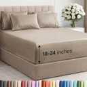 Extra Deep Queen Sheet Set - 6 Piece Breathable and Cooling Sheets - Hotel Luxury Bedding for Women, Men, Kids & Teens - Easy Secure Fit - Soft & Wrinkle Free - Extra Deep Pockets - Heathered Beige