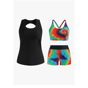 Hanna Nikole 3 Piece Tankini Swimsuits for Women Tummy Control Plus Size Bathing Suit with Boy Shorts Tank Top and Sports Bra, Size 28 W
