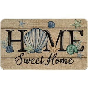 Artoid Mode Sea Shell Home Sweet Home Summer Doormat, Home Decor Low-Profile Switch Rug Door Mat Floor Mat for Indoor Outdoor 17x29 Inch