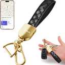 TopMade Keychain, Works with Apple Find My, Premium Handmade Knit Leather Car Key Chains for Women & Men, Smart Tracker Tag, Anti-Lost Key Finder, Universal Key Fob Holder, IP67 Waterproof, Black