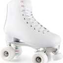 TUOSAMTIN Roller Skates for Women Girls with Height Adjustable Rubber Stoppers Cute Retro Quad Roller Skates for Outdoor and Indoor (9, White)