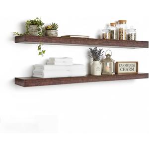 Floating Shelves for Wall,Wall Shelves for Decor Storage,Display Shelving 36 inch Set of 2,Wall Mounted Wood Shelf for Bedroom,Living Room,Bathroom,Kitchen,Brown (2pcs,Brown), 7.8"D x 36"W x 1.73"H