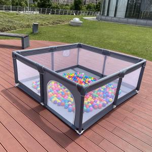 Gaorui Large Kids Baby Ball Pit - Portable Indoor Outdoor Baby Playpen Toddlers Children Safety Play Yard Fun Activities Popular Toys (Not Includes Balls) (Grey3#)