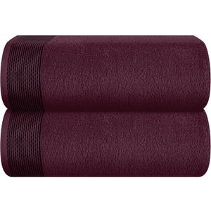 Belizzi Home Cotton 2 Pack Oversized Bath Sheet 35 x 70, Large Bath Sheet, Ultra Absorbent, Compact, Eco-Friendly and 100% Recyclable, Quick Drying and Lightweight Towel - Burgundy