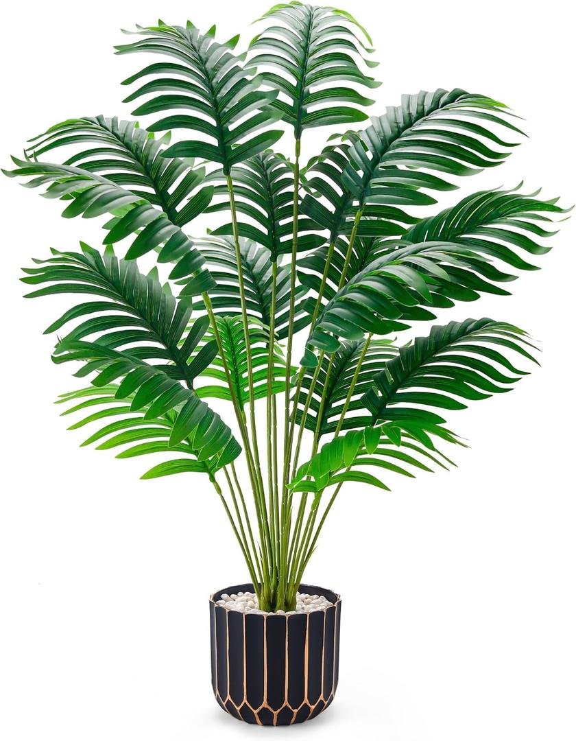 Der Rose Fake Plants Tall 28'' Artificial Palm Tree Faux Plants Indoor for Living Room Home House Decor
