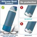 2 x 2PCS Silicone Water Bottle Boot for Owala 24oz 32oz 40oz, Anti-Slip Protective Sleeve Bottom Bumper Protector for FreeSip, Twist, and Flip Stainless Steel Water Bottles (Dark Blue)