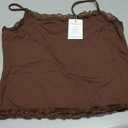 PINKMSTYLE Women's Sexy Square Neck Lace Cami Tank Tops Fitted Double Lined Sleeveless Crop Spaghetti Strap Summer Y2k Tops, Size: XL