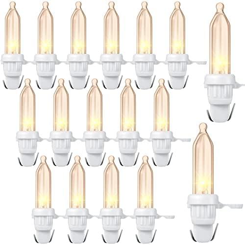 60 Pcs Christmas LED Replacement Bulb Mini Wide Angle LED Xmas Bulb Tree Light Outdoor String Light Replacement for Christmas Garden Tree Party Decor(White Base with Warm White Bulb)