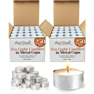 500 Pack Tealight Candles in Metal Cups - Clean, White Unscented Tealight Candles with 3 Hour Long Burning Time for Romantic Dinner, Weddings, Spa & Hotels