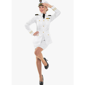 fun shack Boat Captain Costume for Women, Navy Sailor Outfit, Nautical Captain Attire, Perfect for Parties and Events, L