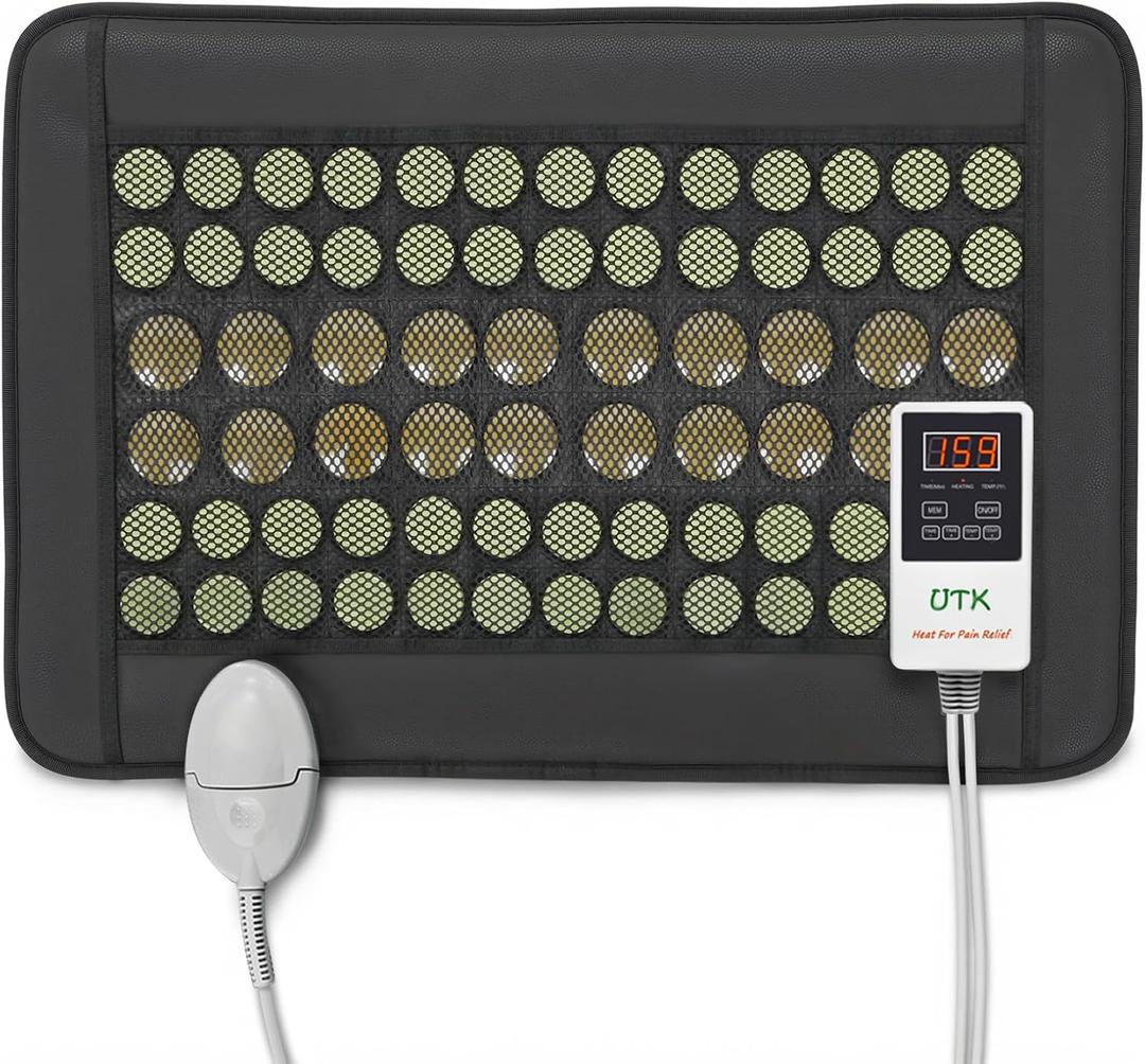 UTK Heating Pad for Back, 5X Deeper Back Pain Relief, Far Infrared Heating Pad with Natural Jade, FSA-HSA Eligible, Hotter to 159, 4H Auto Off, Travel Bag, Memory Function, 23.5"16", Gifts for Women