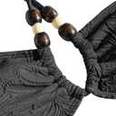 VOLAFA Triangle Bikini Set for Women Halter Swimsuit Beaded Solid Tie Textured Cheeky Swimwear Two Piece Bathing Suit (Black, M)