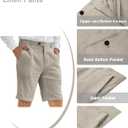 Men's Suit Linen 2 Piece Vests Short Pants Suits for Men Casual Summer Beach Groomsmen Wedding Waistcoat Set Outfit (XXXL)