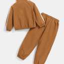 Renotemy 2T 3T Boy Clothes Fall Winter Toddler Outfits Half Zip Pullover Sweatshirt Pants Brown Waterproof Windbreaker Jacket 2 Year Old Boys Clothes Cozy Raincoat Tracksuit Clothing Set 2-3T (Brown)