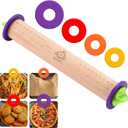 Kitchtic Rolling Pin with Thickness Rings - Adjustable Wooden Rolling Pin - Baking Essential and Roller Tool - Consistent Thickness - Easy to Clean - Beechwood Material - 13.7 x 2.75 x 2.75 inches (13.7''x2.75''x2.75'')