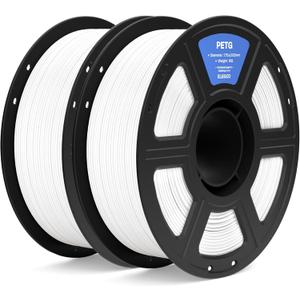 ELEGOO PETG Filament 1.75mm White 2KG, 3D Printer Filament Dimensional Accuracy +/- 0.02 mm, 2pcs1kg Spool(2.2lbs) Fits for Most FDM 3D Printers