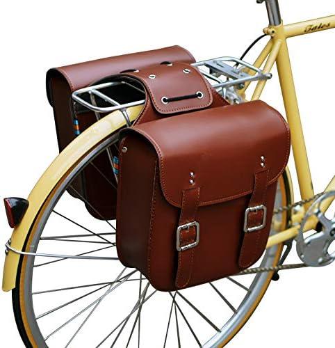 SENQI Retro Bicycle Rack Bag Leather Rear Rack Bike Bags Robust Rear Seatpost Bag for Retro Bicycle Saddle Rack Accessories, Leather Brown