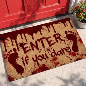 Halloween Door Mat Enter If You Dare Doormat for Front Door 30x18''