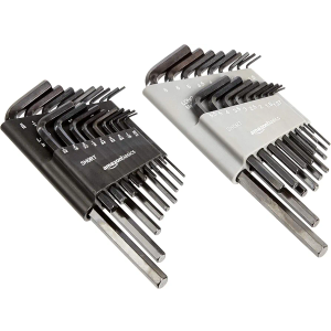 Amazon Basics Allen Wrench/Hex Key Set, SAE & Metric Sizes, Chrome Vanadium Steel, 2 Organized Holders, 36-Piece Set