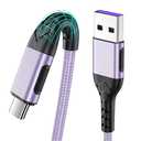Durcord USB C Charger Cable, 2Pack 10ft Fast Charging USB Type C Cord Cable for Android Phone Pad Laptop, USB A to USB C Type C Charger Cable Compatible with iPhone 15 Pro/Plus/Max-Light Purple