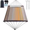 14ft Two Person Outdoor Hammock, Portable Camping with Folding Steel Spreader Bar, Carrying Bag, Carabiners, Tree Straps, Pillow & Sidebag, Quick Dry Textilene, 550 lbs Capacity (Coffee)