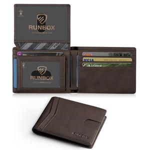 RUNBOX Wallet for Men - Slim Rfid Leather Bifold 2 ID Window With Gift Box Men's Accessories
