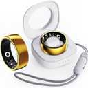 Smart Ring Heart Rate Monitor Fitness Ring Blood Pressure Sleep Tracker Fitness Tracker Pedometer Calories Step Counter Waterproof Smart Rings for Men Women with Charging Case (#20, Gold)