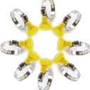 15-Pack Yellow Stainless Steel Hose Clamps, Adjustable Thumb Screw Key-Type Clamps, 8mm Bandwidth, Compatible with Plumbing, Automotive, and Machinery Applications(Size:32-44mm(1 1/4"-1 3/4")