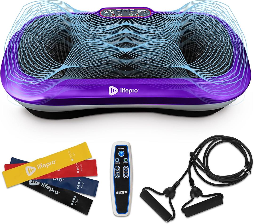 Lifepro Waver Vibration Plate Exercise Machine  High-Intensity Vibration for Muscle Activation, Full-Body Workout Vibrating Platform with Loop Bands, Fitness Equipment for Strength Toning & Fat Loss (Purple)