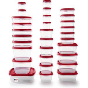 Rubbermaid 60-Piece Food Storage Containers with Lids, Microwave and Dishwasher Safe, Red Color, Ideal for Meal Prep and Pantry Storage