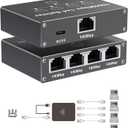 Gigabit Ethernet Splitter 1 to 4, Aluminium LAN Splitter 1000Mbps RJ45 Ethernet Switch Network Splitter with USB C Power Cable for Cat5/5e/6/7/8 (Gigabit Ethernet Splitter 1 to 4)