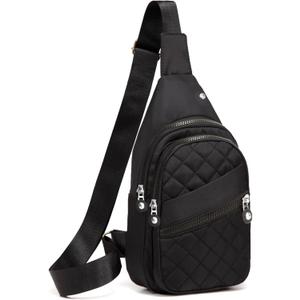 Crossbody Small Sling Backpack Sling Bag for Women, Chest Bag Daypack Crossbody for Travel Sport Running Hiking Dark Black