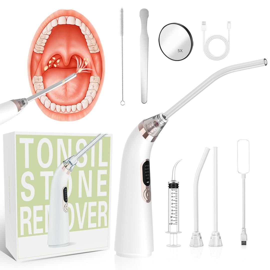 Voraiya Electric Tonsil Stone Remover, Tonsil Stone Vacuum, 10 in 1 Electronic Tonsil Stone Removal Kit, 5 Modes Cleaner for Tonsil